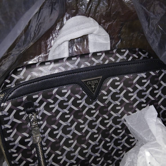 GUESS Monogram Black and Gray Laptop Bag